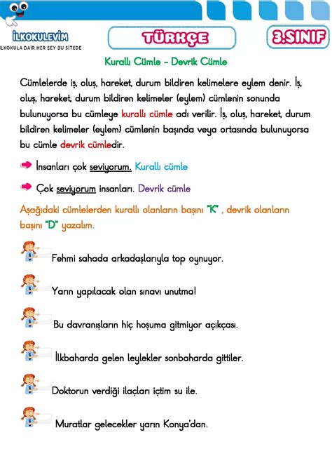 3 sınıf türkçe kurallı kuralsız cümle